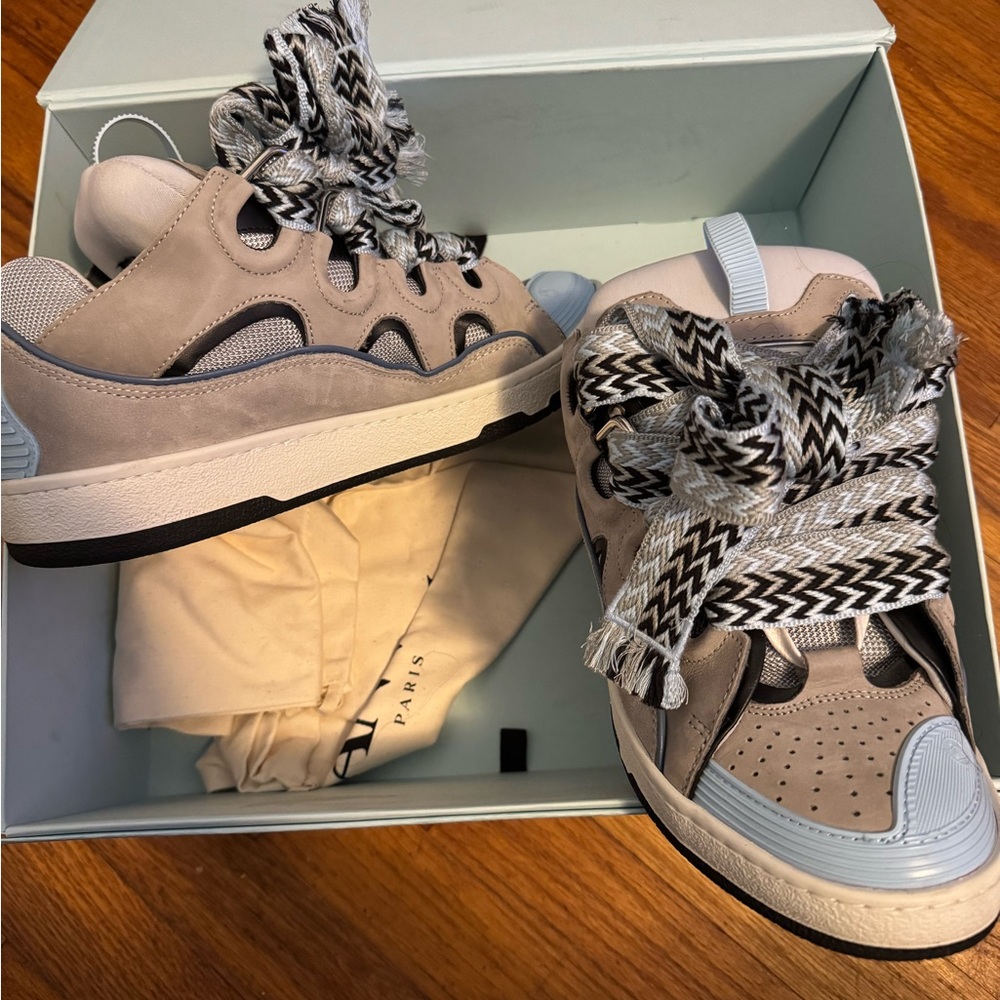 Lanvin Beige and Blue Sneakers